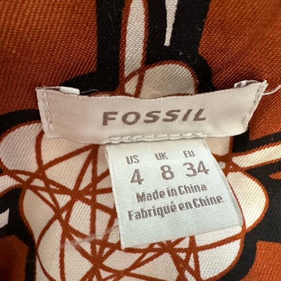 Fossil | Size 4 Galaxy Solar System Dress Burnt Orange Short Sleeve Striped - Picture 7 of 11